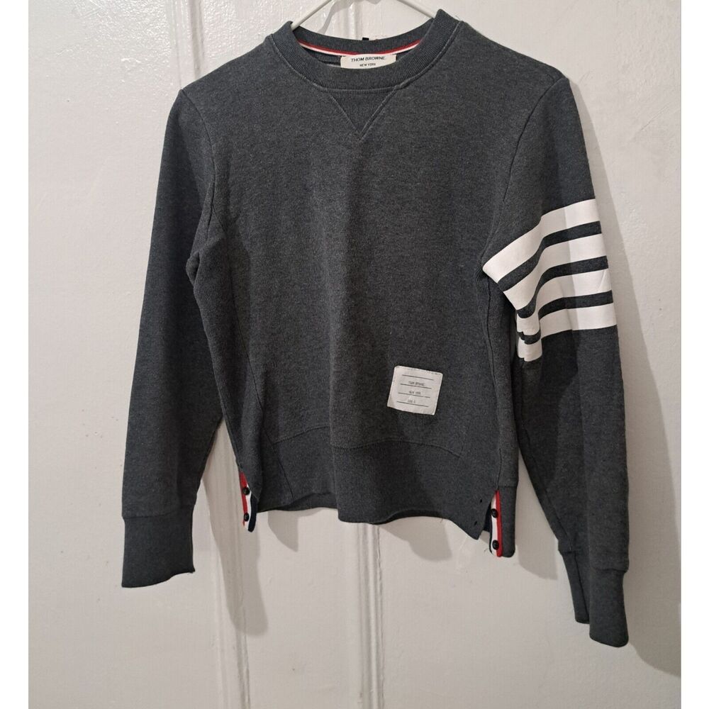 Thom Browne Womens Xsmall Gray Crewneck Sweatshirt JAPANESE